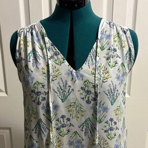 LOFT Sleeveless Floral Multi-Media Top